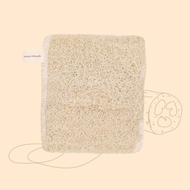 Éponge lavable Comme Avant en coton bio nid d'abeille avec face loofah