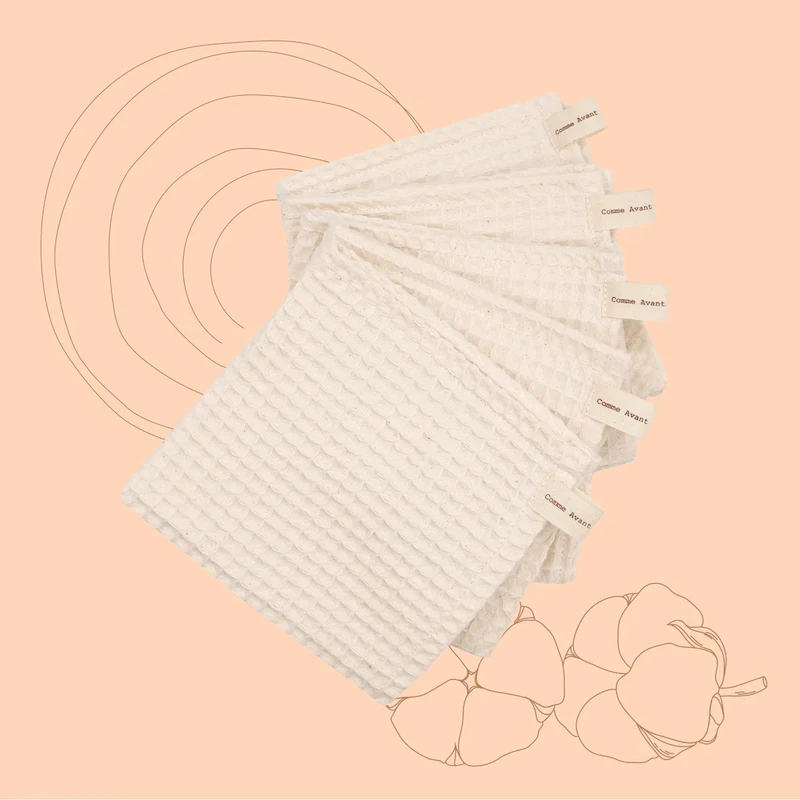 Essuie-tout lavable Comme Avant en coton bio nid d'abeille, made in France